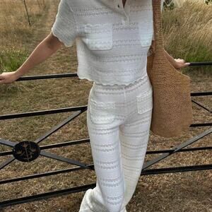Helsa white crochet knit set